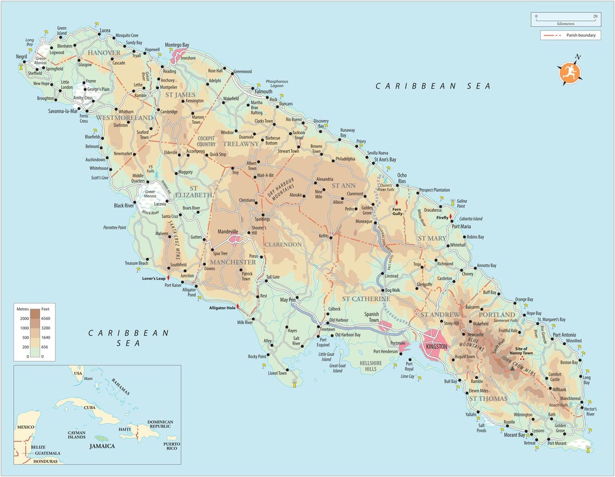 Kaart aare bach jamaica