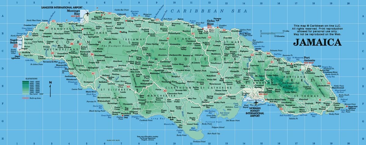 geograafiline kaart, jamaica