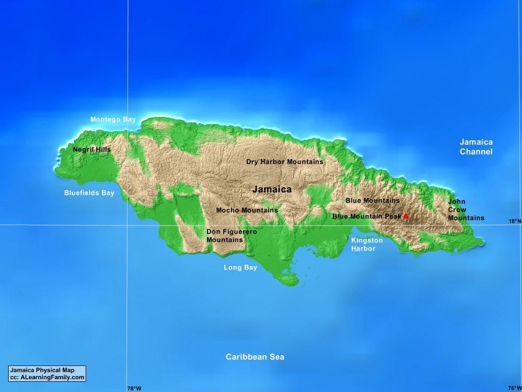 Kaart jamaica mäed 