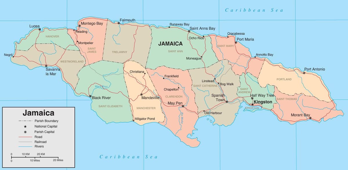 Kaart poliitilise jamaica