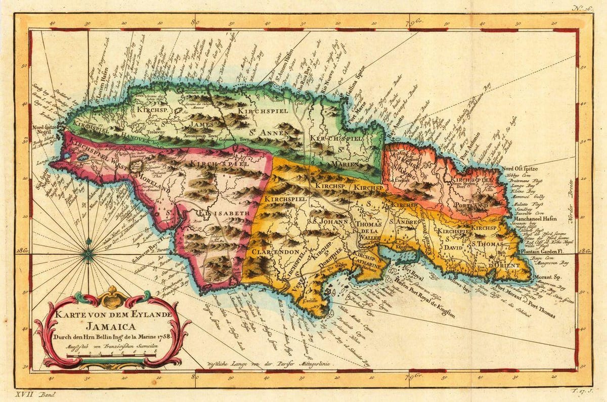 Kaart vintage jamaica
