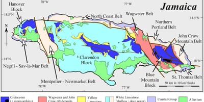 Kaart geoloogilise jamaica