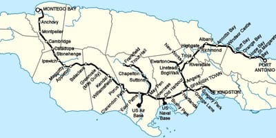 Kaart jamaica raudtee